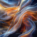 Abstract Golden and Blue Flowing Fabric with Smooth Waves