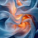 Abstract Flowing Fabric With Blue and Orange Waves