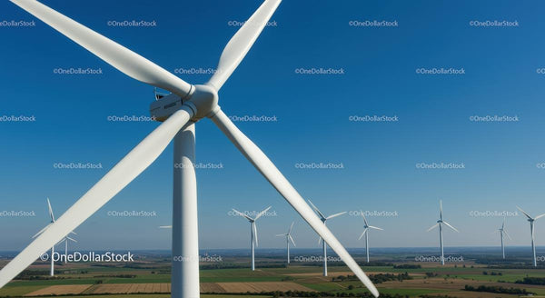 Turbiny wiatrowe w słoneczny dzień na wsi