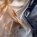 Elegant Flowing Silk Fabric with Beige and Silver Tones