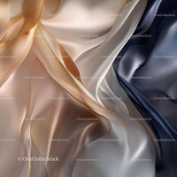 Elegant Flowing Silk Fabric with Beige and Silver Tones