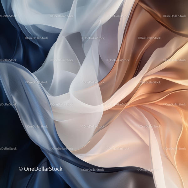 Elegancka niebiesko-beżowa jedwabna tkanina w płynących falach