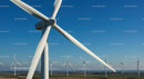 Wind Turbines in a Sunny Wind Farm Landscape