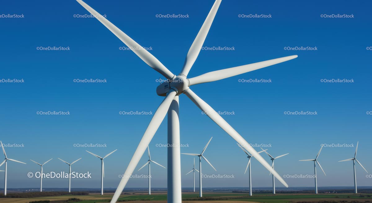 Majestic Wind Turbines Under Clear Blue Sky
