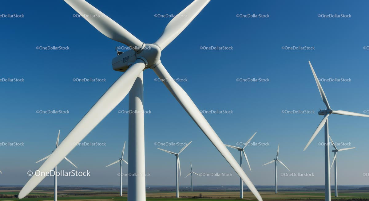 Wind Turbines on a Clear Blue Sky Day