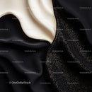 Elegant Black and White Silk Fabric with Shimmering Details