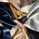 Luxurious Silky Fabric with Gold and Navy Blue Accents
