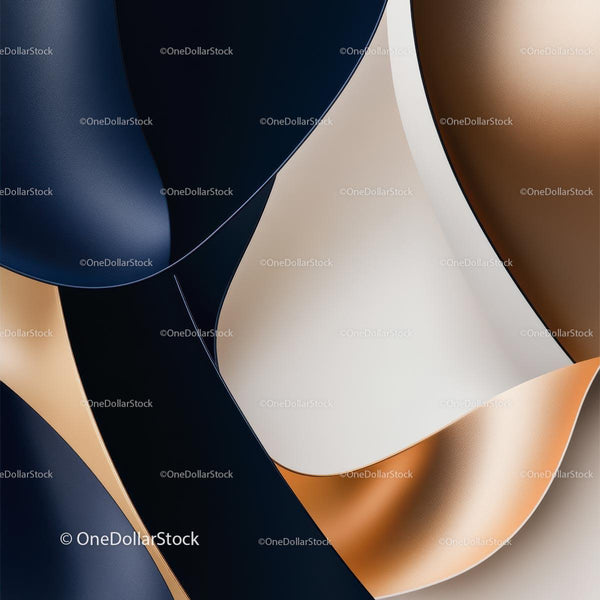 Abstract Geometric Composition with Blue and Brown Curves