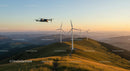 Drone Over Wind Turbines at Sunset in Rolling Hills