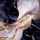 Abstract Silk Fabric with Gold Accents