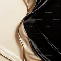 Elegant Black and Beige Silk Fabric with Flowing Waves