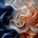 Elegant Swirl of Blue and Beige Fabric Waves