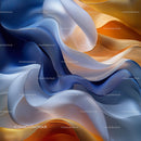 Elegant Abstract Design with Flowing Blue and Gold Fabric