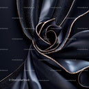 Elegant Black Fabric with Gold Accents in Abstract Design