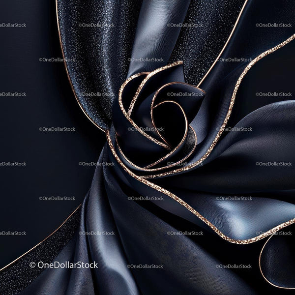 Elegant Black Fabric with Gold Accents in Abstract Design