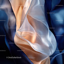 Elegant Silk Fabric with Blue and Beige Folds