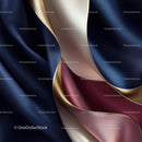 Elegant Silk Drapery in Blue and Gold Tones