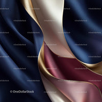 Elegant Silk Drapery in Blue and Gold Tones
