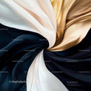 Gold and Black Satin Fabric Swirl with Elegance
