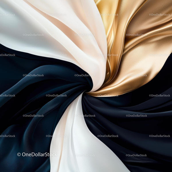 Gold and Black Satin Fabric Swirl with Elegance