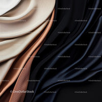 Luxurious Draped Silk Fabrics in Black and Beige