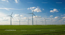 Wind Turbines in a Green Field Under a Blue Sky