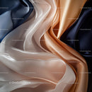Elegant Silk Fabric in Blue and Orange Tones