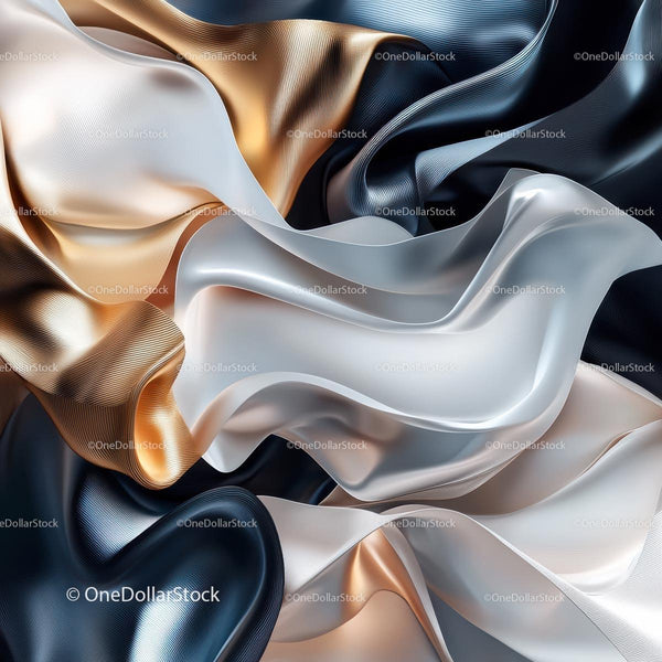 Abstract Silk Fabric with Metallic Shine
