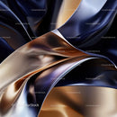 Luxurious Flow of Metallic Gold and Blue Silks