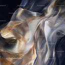 Elegant Flowing Golden and Silver Silk Fabric
