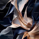 Abstract Silky Fabric with Blue and Brown Waves