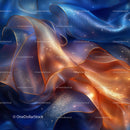 Vibrant Abstract Silk Waves in Blue and Orange