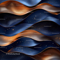 Abstract Golden and Blue Wavy Metallic Pattern