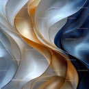 Elegant Abstract Waves in Blue and Gold Tones