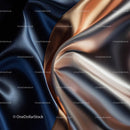 Luxurious Silk Fabric with Bronze and Blue Waves