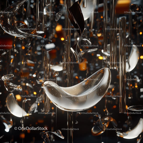Floating Abstract Glass Art with Warm Glows