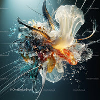 Dynamic Glass and Water Art in Vibrant Colors