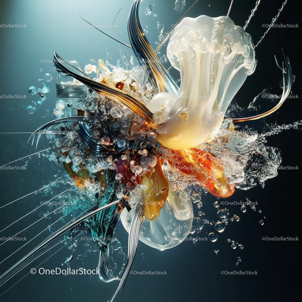 Dynamic Glass and Water Art in Vibrant Colors
