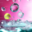 Floating Ice and Bubbles on Vibrant Pink Background