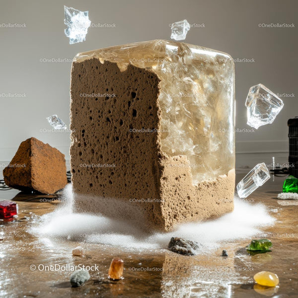 Modern Art Installation with Transparent Resin and Cubes