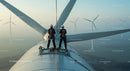 Engineers Maintaining Wind Turbine at Heights for Renewable Energy