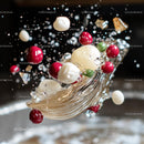 Dynamic Splash with Red and White Spheres in Motion