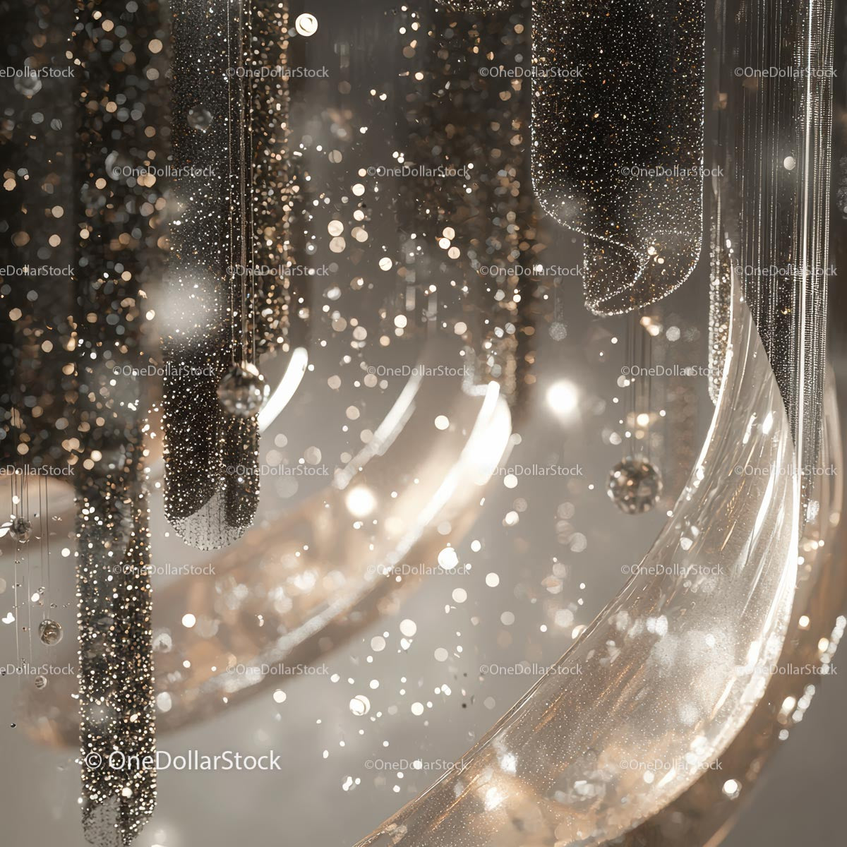 Eleganckie, złote i srebrne, abstrakcyjne, lśniące tło bokeh