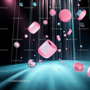 Abstract Floating Pink and Blue Geometric Shapes Background