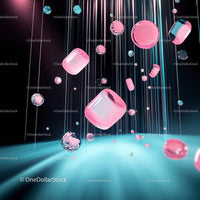 Abstract Floating Pink and Blue Geometric Shapes Background