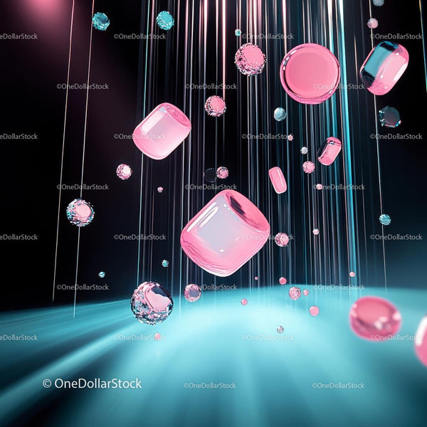 Abstract Floating Pink and Blue Geometric Shapes Background