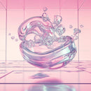 Abstract Glass Sculpture with Floating Crystals
