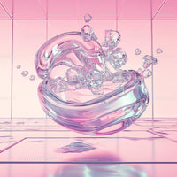 Abstract Glass Sculpture with Floating Crystals