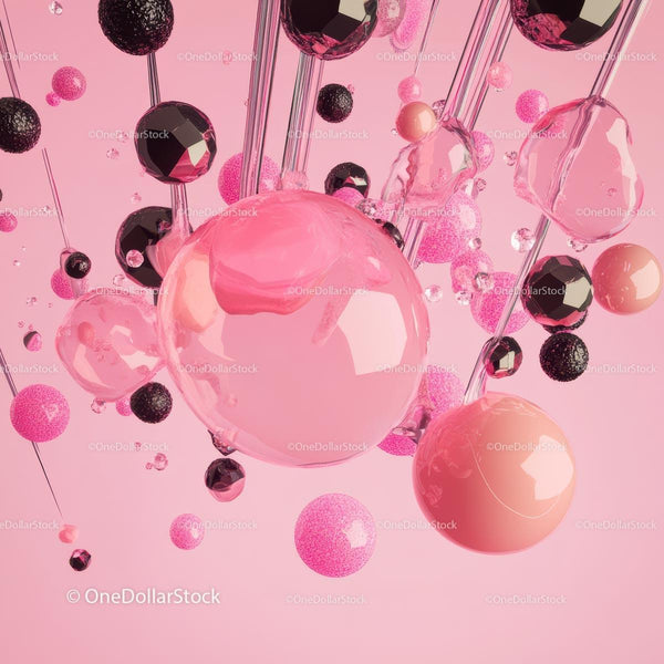 Abstract Pink and Black Spheres in Dynamic Composition