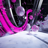 Surreal Abstract Design with Vibrant Pink and White Elements